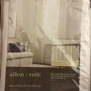 Allen+Roth Harlow 50" X 95" Ivory Tie Top Single Curtain Panel Light Filtering